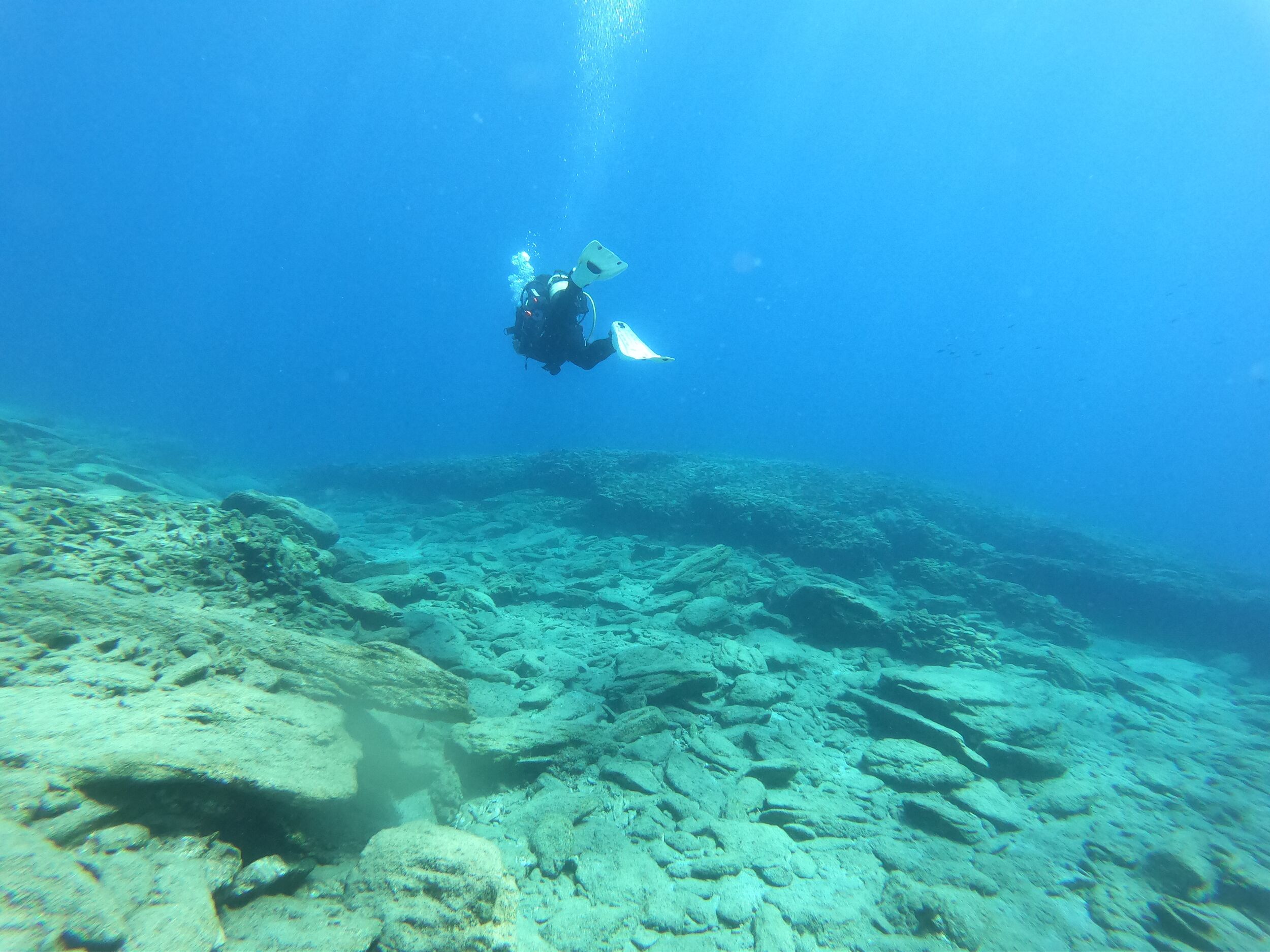 At about 15m deep
